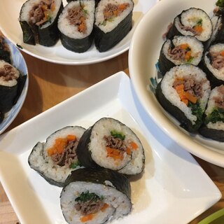 炊きたてご飯と甘辛牛肉♩絶対美味しいキンパ